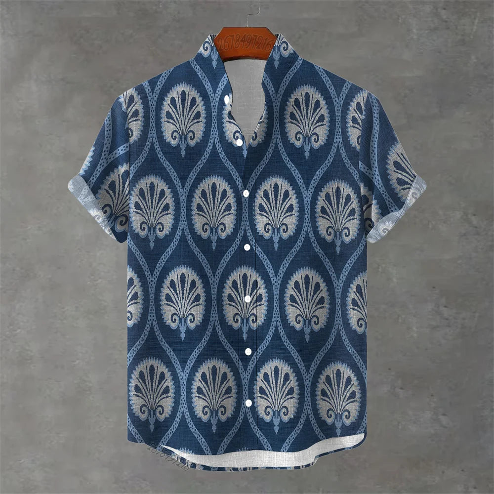 Men's Hawaiian Floral Print Short Sleeve Shirt - Casual Summer Top