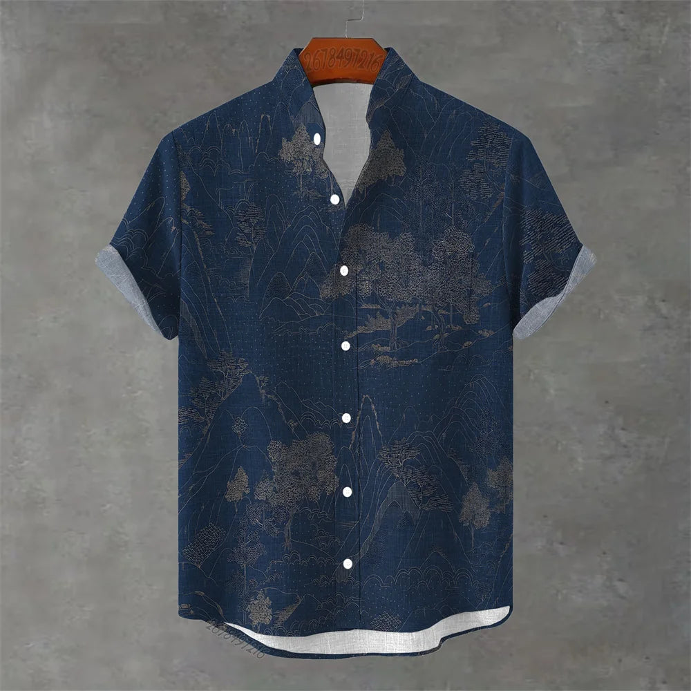 Men's Hawaiian Floral Print Short Sleeve Shirt - Casual Summer Top