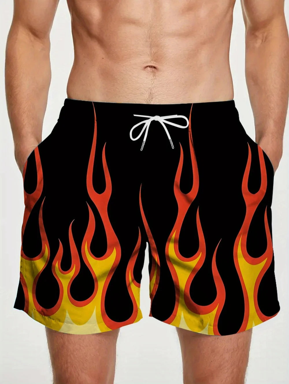 Men's Frame Print Board Shorts - Trendy Summer Streetwear Shorts
