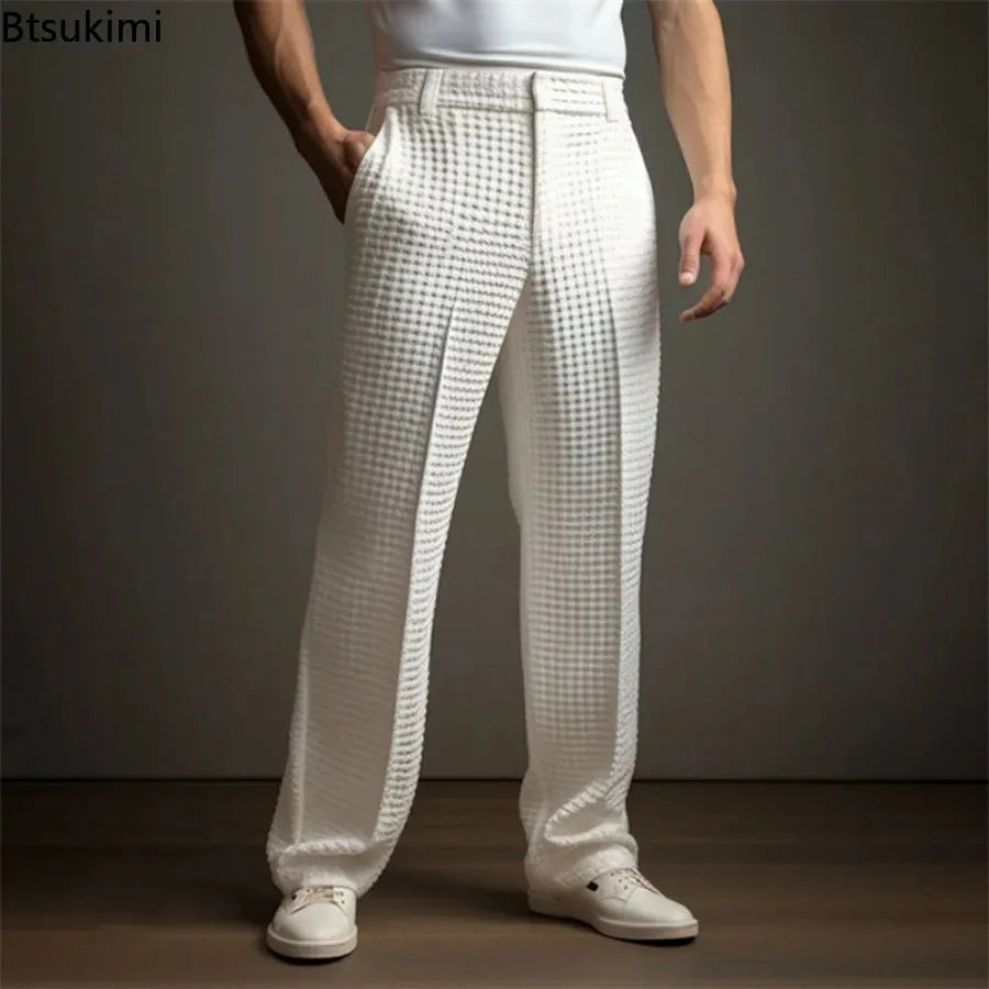 New 2026 Men's Elegant Waffle Suit Pants - Style Meets Comfort