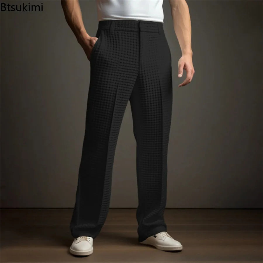 New 2026 Men's Elegant Waffle Suit Pants - Style Meets Comfort