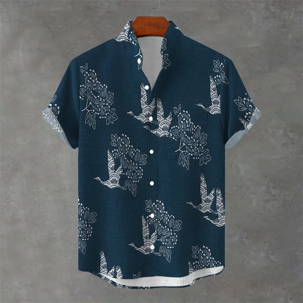 Men's Hawaiian Floral Print Short Sleeve Shirt - Casual Summer Top