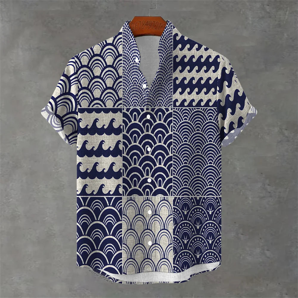 Men's Hawaiian Floral Print Short Sleeve Shirt - Casual Summer Top