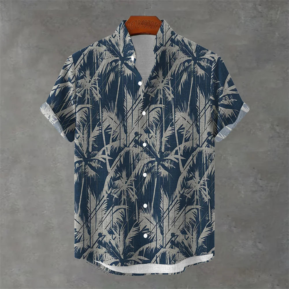 Men's Hawaiian Floral Print Short Sleeve Shirt - Casual Summer Top