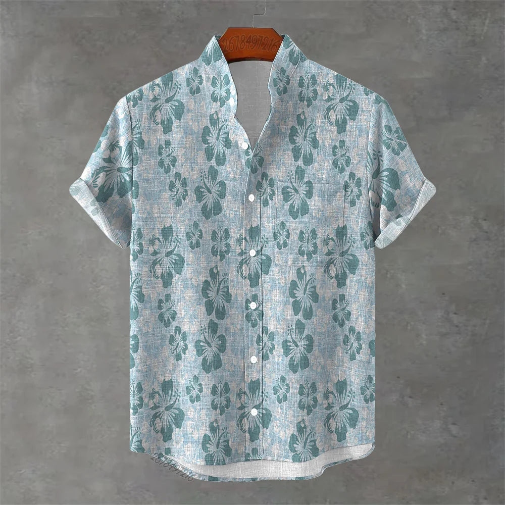 Men's Hawaiian Floral Print Short Sleeve Shirt - Casual Summer Top