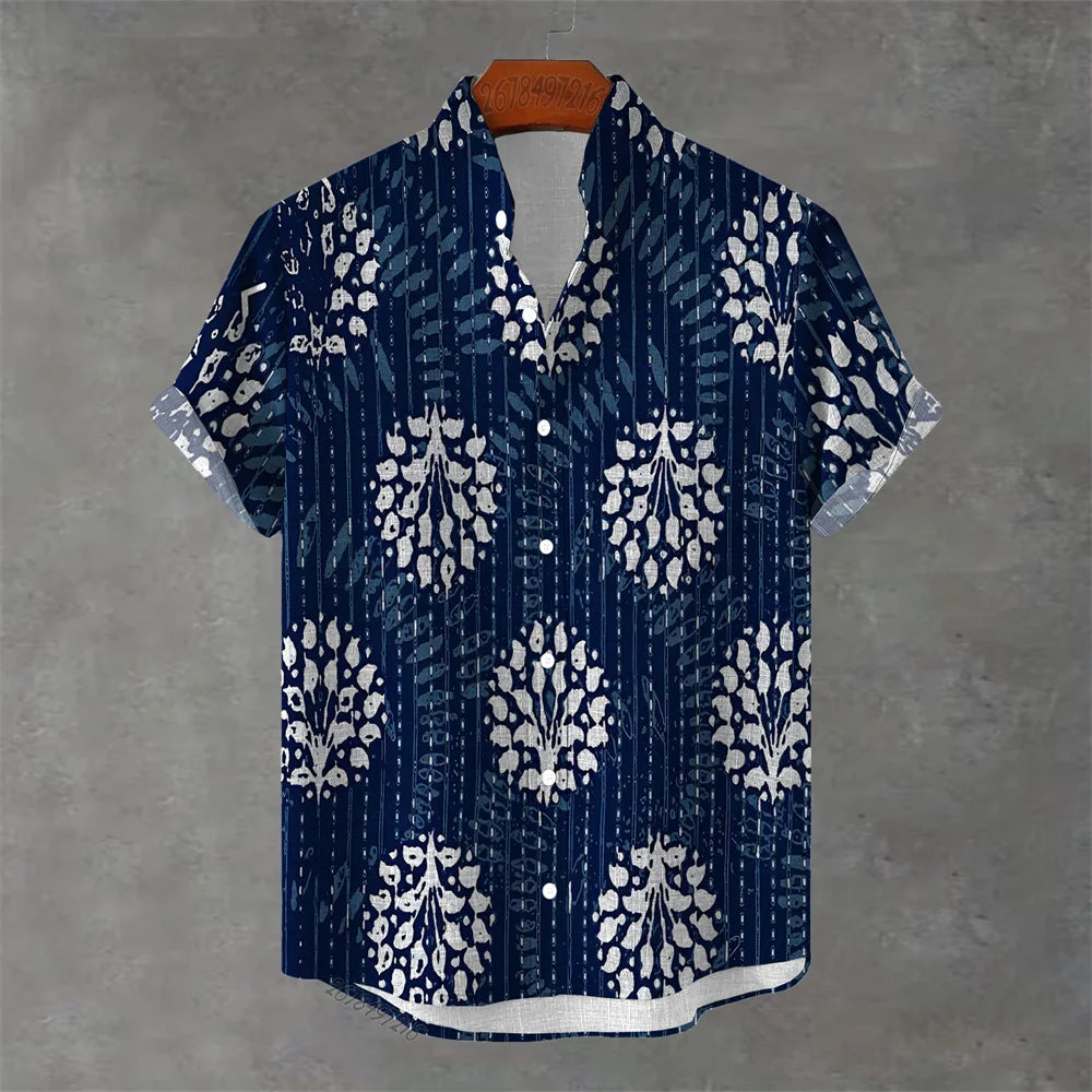 Men's Hawaiian Floral Print Short Sleeve Shirt - Casual Summer Top