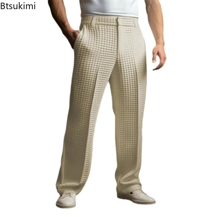 New 2026 Men's Elegant Waffle Suit Pants - Style Meets Comfort