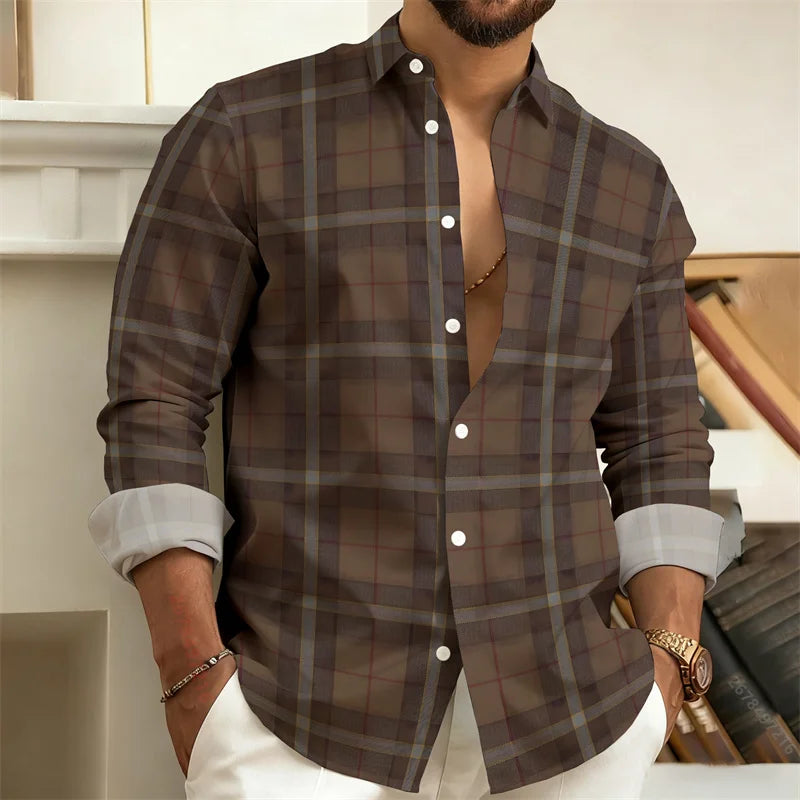 Men's 3D Printed color - blocked casual shirt