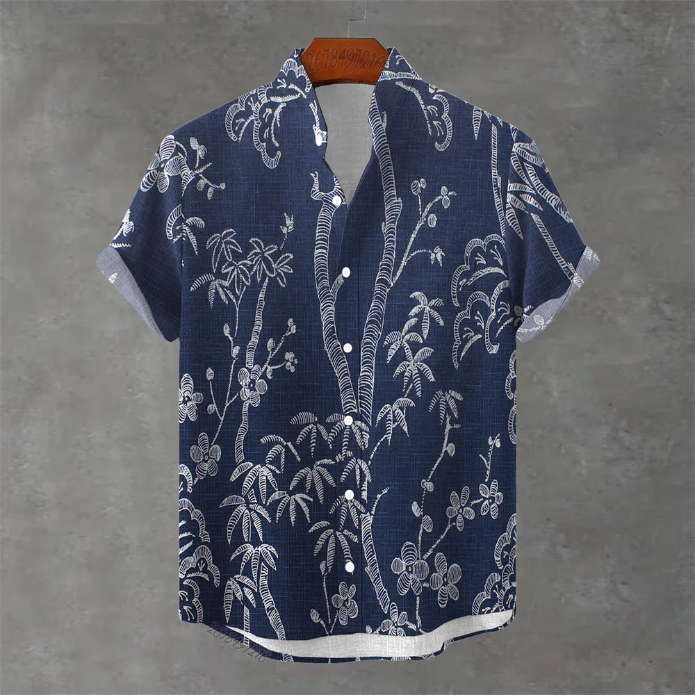 Men's Hawaiian Floral Print Short Sleeve Shirt - Casual Summer Top