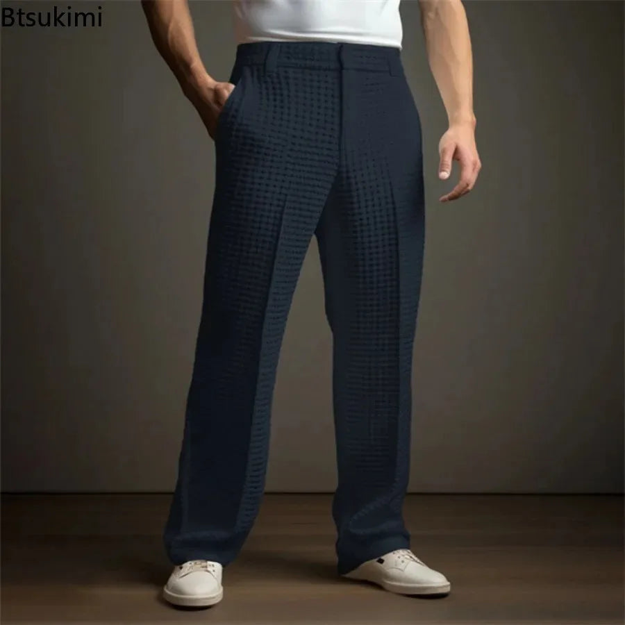 New 2026 Men's Elegant Waffle Suit Pants - Style Meets Comfort