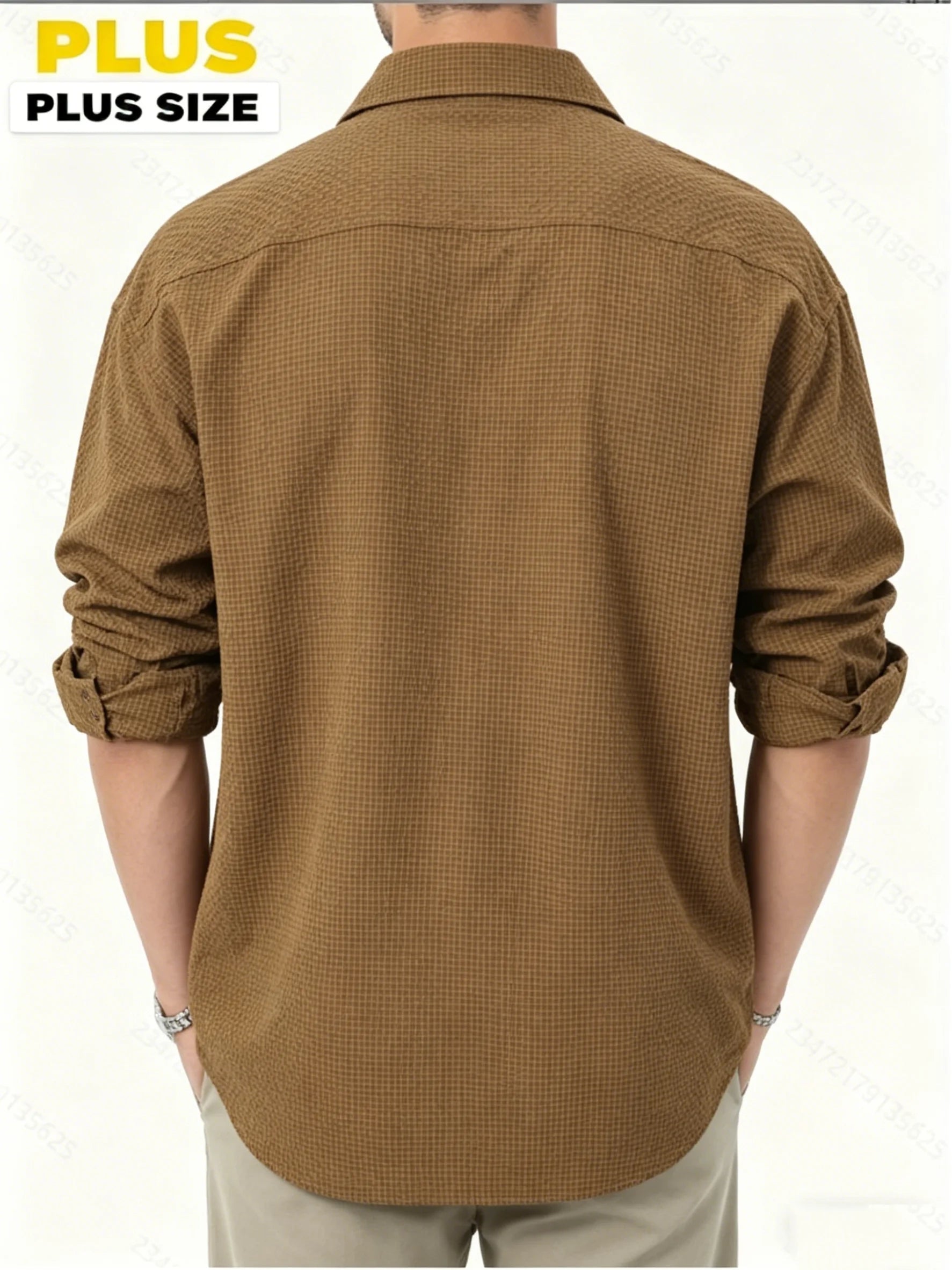 Men's Plus Size Long Sleeve Button-Up Shirt - Casual Everyday Wear