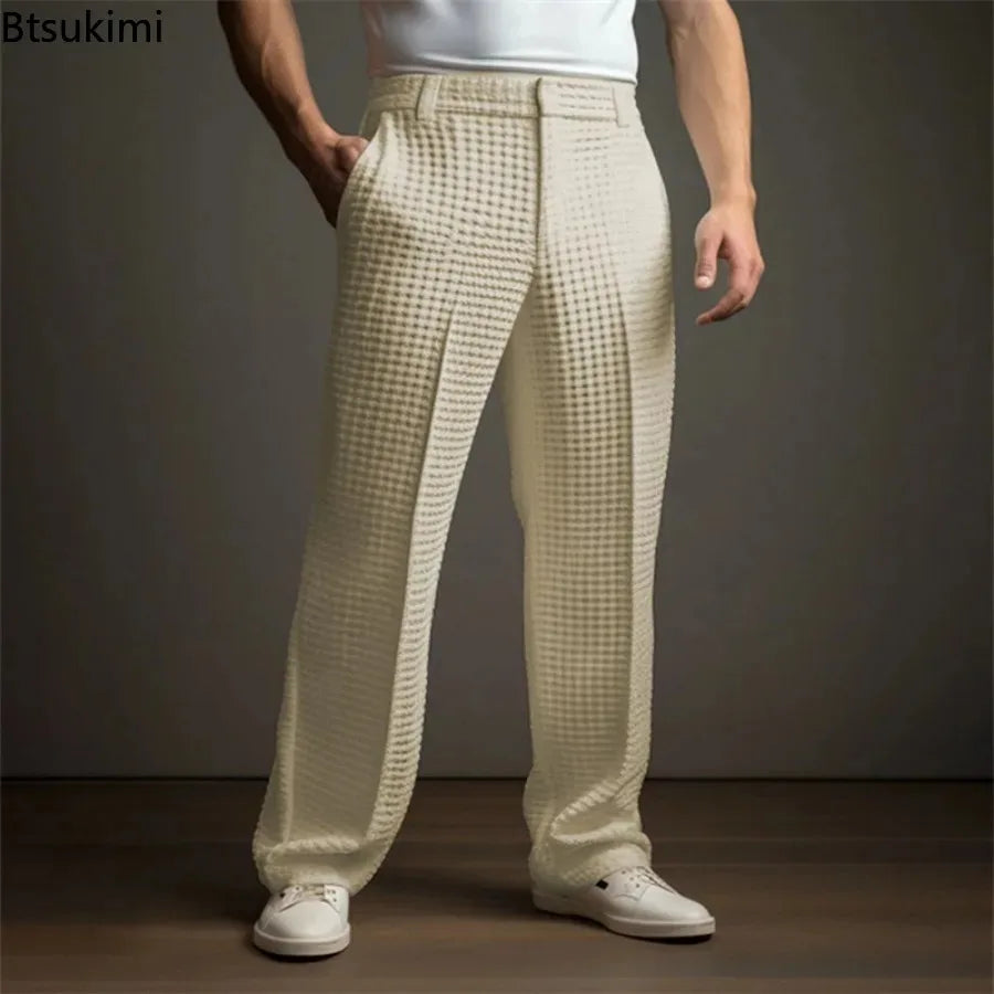 New 2026 Men's Elegant Waffle Suit Pants - Style Meets Comfort