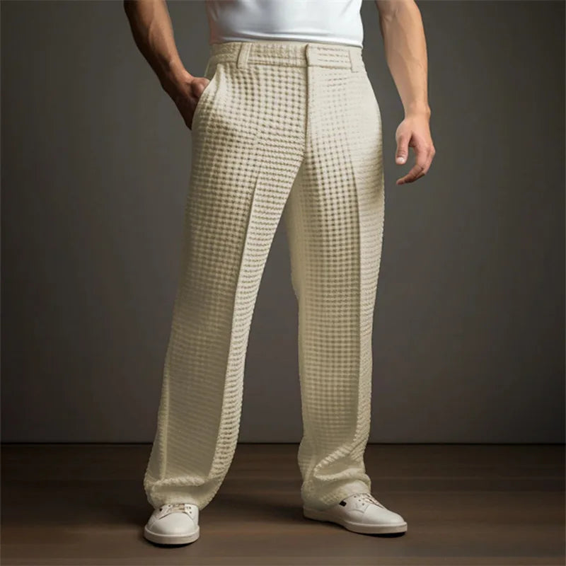 New 2026 Men's Elegant Waffle Suit Pants - Style Meets Comfort