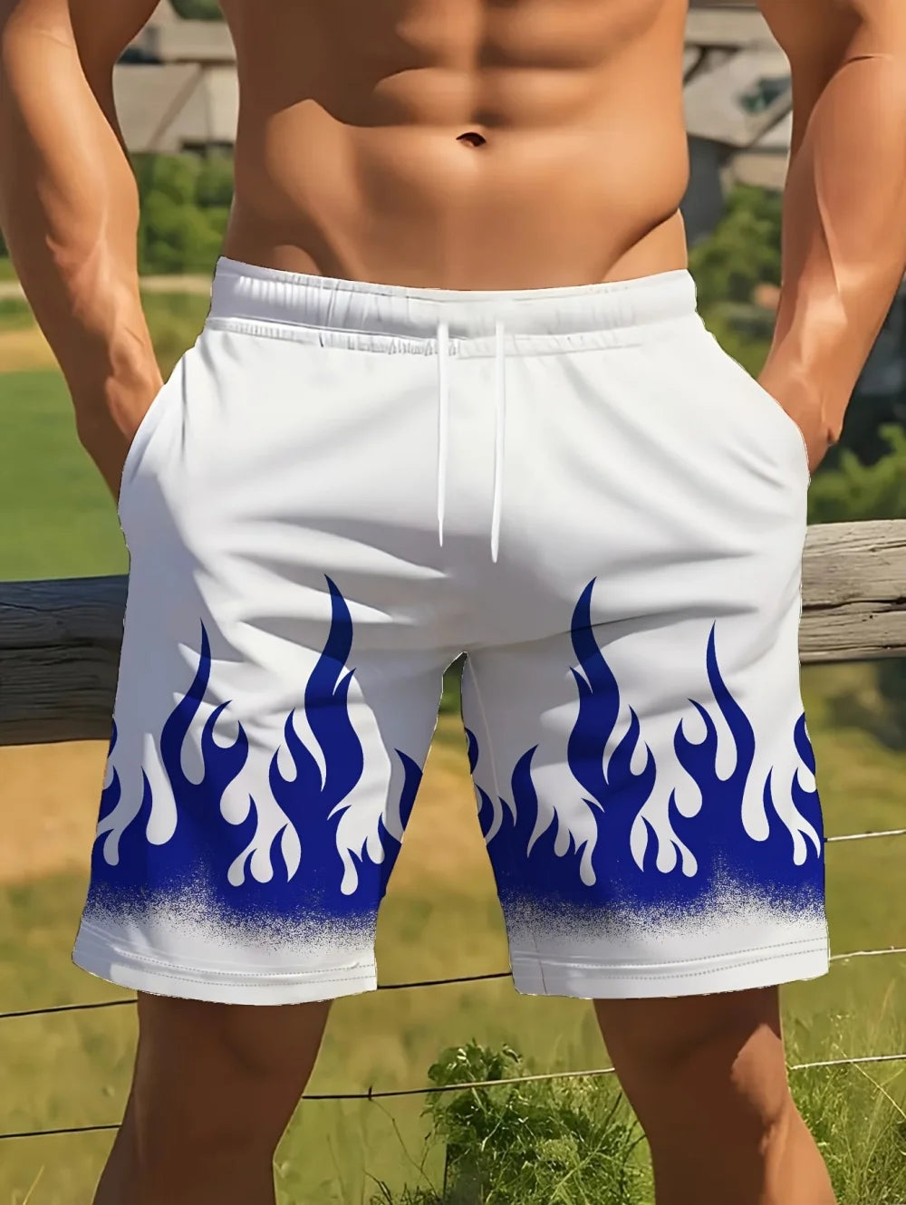 Men's Frame Print Board Shorts - Trendy Summer Streetwear Shorts